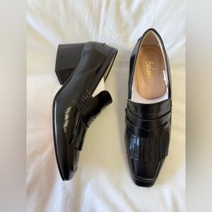 Boden | Women’s 38 (US 7) | Black Patent Leather Block Heeled Kiltie Loafers